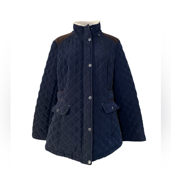 Laundry by Shelli Segal Quilted Jacket Navy Pretoria Size L Style QT812149 - Picture 1 of 11